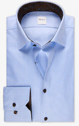 Stenstroms - Twill Shirt with Contrast - Light Blue