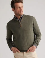 Peter Millar - Autumn Crest Suede Trim Quarter Zip - Basil