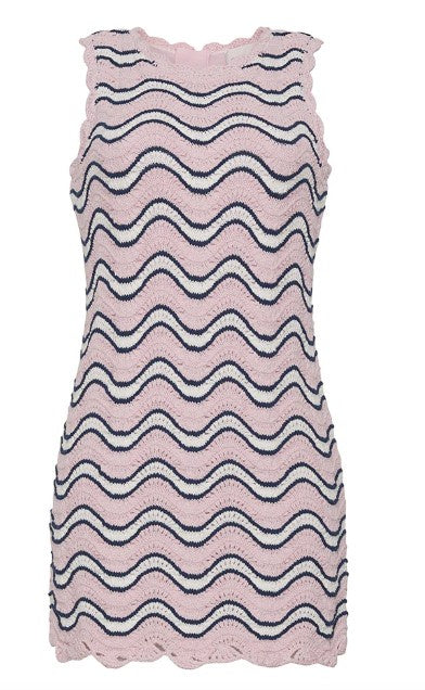 Cara Cara - Suzi Mini Dress - Pink/Blue Wavy Stripe