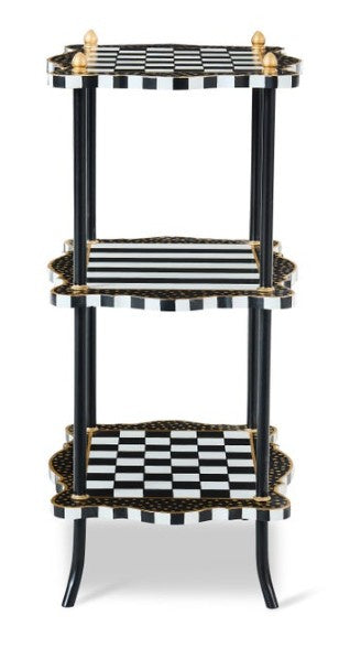 MacKenzie Childs - Black & White Check and Stripe 3 Tier Table