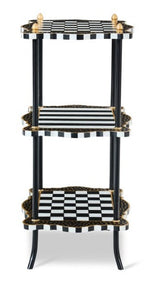 MacKenzie Childs - Black & White Check and Stripe 3 Tier Table