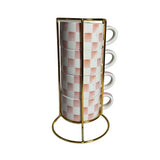 MacKenzie- Childs- Rosy Check Cappuccino Cup Tower