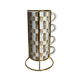 MacKenzie- Childs- Mocha Check Cappuccino Cup Tower