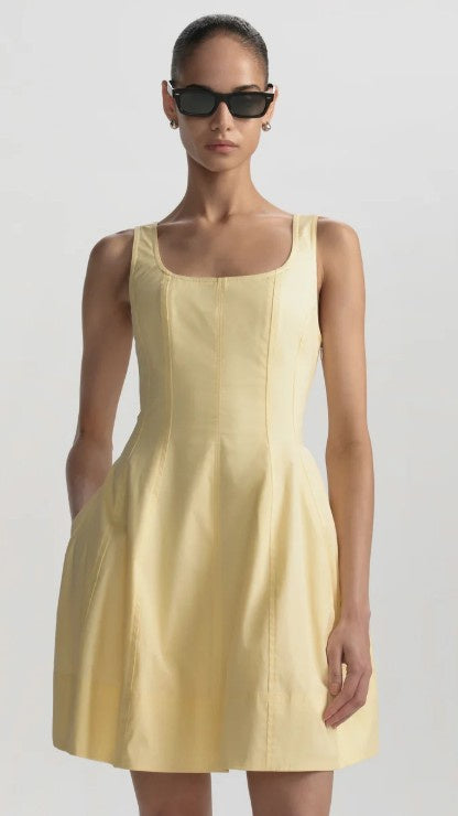 A.L.C - Vea Stretch Cotton Mini Dress - Light Canary