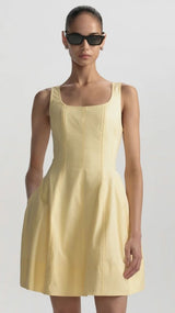 A.L.C - Vea Stretch Cotton Mini Dress - Light Canary