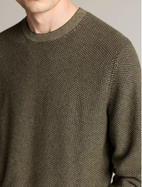 Vince - Men's Geo-Jacquard Wool-Blend Crew Neck Sweater - Midnight Garden/River Sand