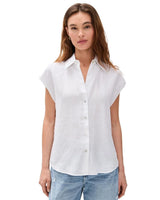 Vince Women's Cap Sleeve Button Down Blouse in Optic White