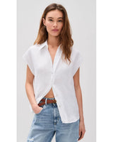 Vince Women's Cap Sleeve Button Down Blouse in Optic White