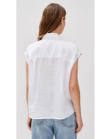 Vince Women's Cap Sleeve Button Down Blouse in Optic White