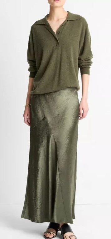 Vince - Paneled Satin Bias Skirt - Herba