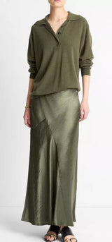 Vince - Paneled Satin Bias Skirt - Herba