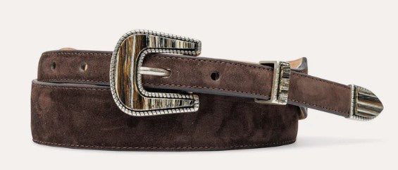 W. Kleinberg - 1 3/8" Nubuck Calf w Silver Buckel - Coffee