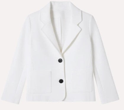Minnie Rose - Viscose Blend Shrunken Blazer - White