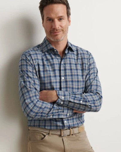 Peter Millar - Whitecap Performance Flannel Sport Shirt - Blue Haze