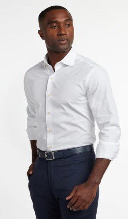 David Donahue - Geometric Jacquard Sport Shirt - White