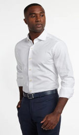 David Donahue - Geometric Jacquard Sport Shirt - White