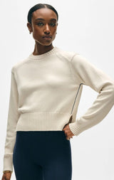 White + Warren - Soft Cotton Rib Trim Sweatshirt - Ivory