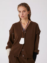 Sfizio - Cardigan with Buttons - Metropolitan Brown