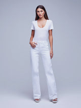 L'Agence - Clayton High Rise Wide Leg Jean - Blanc