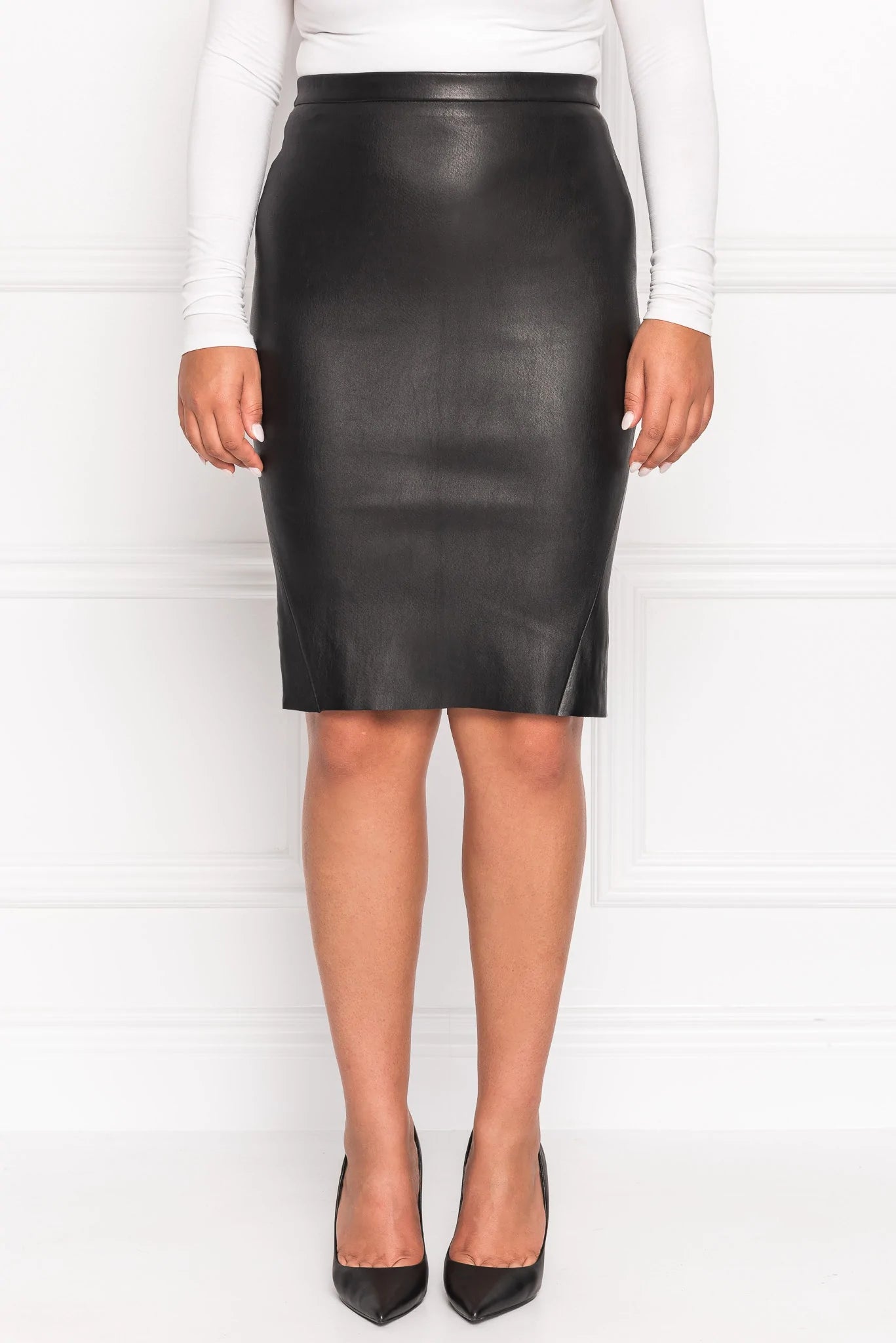 LaMarque - Avana Leather Pencil Skirt - Black