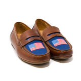 Old Sport Company - Men's Penny Loafer - Navy USA Flag/ Whiskey