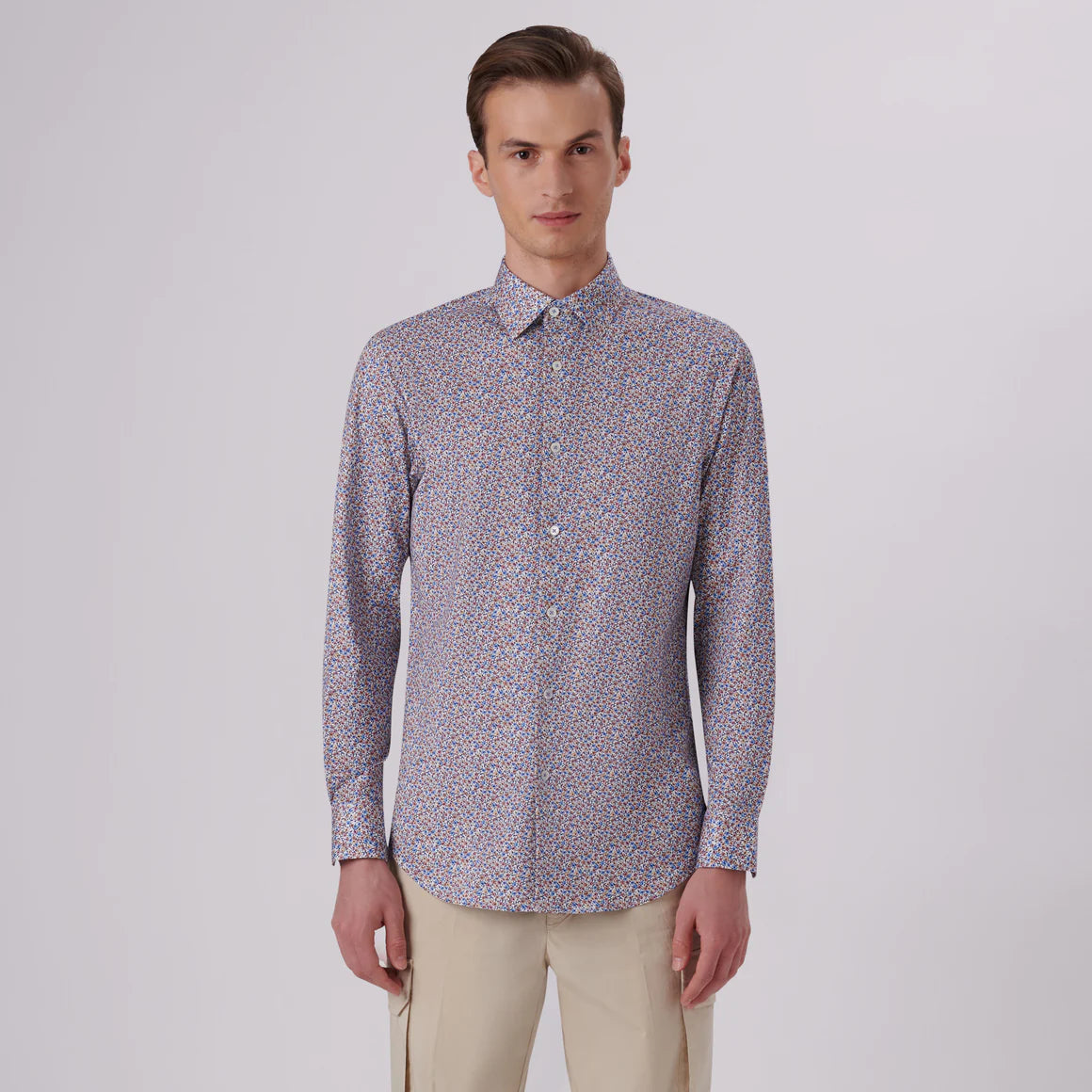 Bugatchi - James Floral Print Ooohcotton Shirt - Caramel
