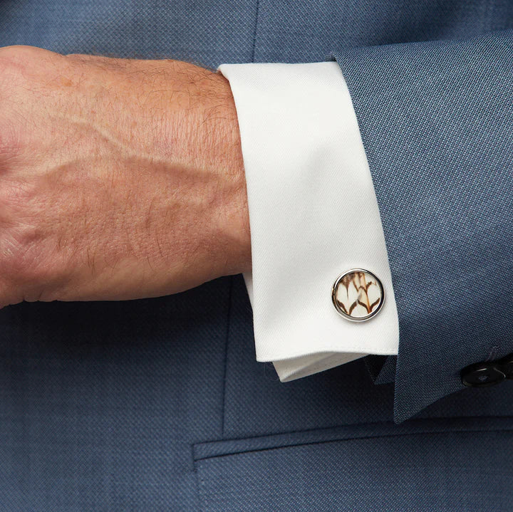 Brackish - Brays Cufflinks - Rhodium Plating & Quail Feathers