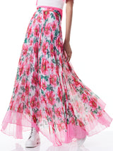 Alice and Olivia - Katz Sunburst Pleated Maxi Skirt - High Tea Floral