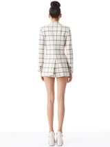 Alice & Olivia - Breann Long Fitted Blazer - Off White/Black