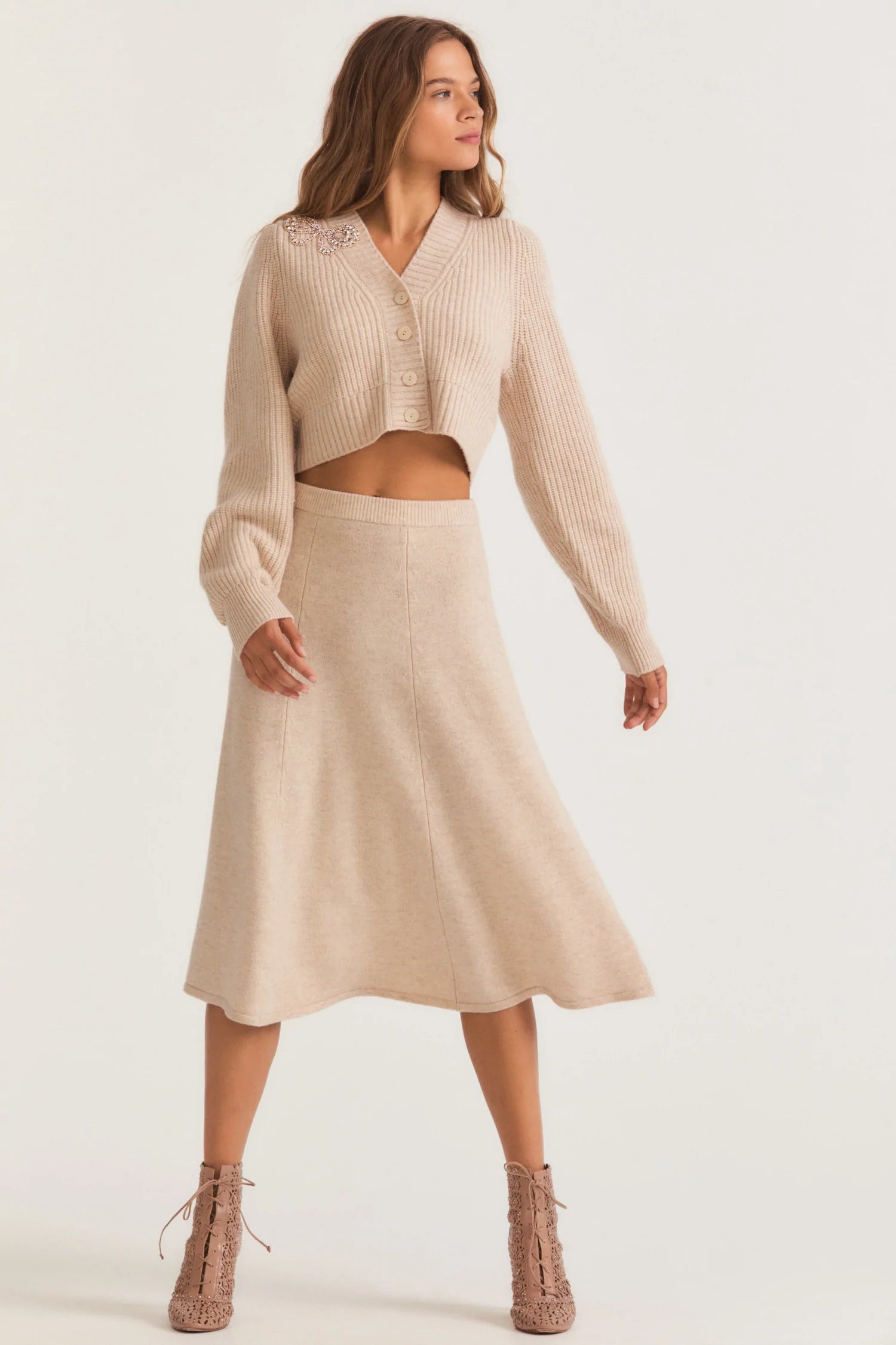 Love Shack Fancy - Hardin Midi Skirt - Wheat