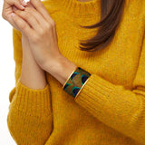 Brackish - Mary Ann Wide Cuff Bracelet - Peacock Feathers
