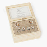 Brackish - Brays Cufflink & Stud Set - Rhodium Plating & Quail Feathers