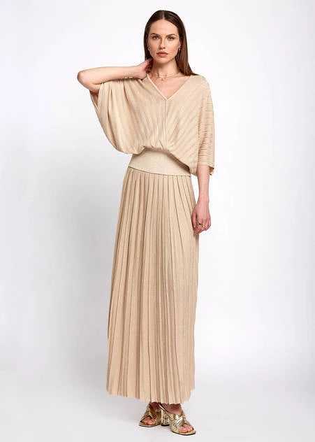 Knitss - Valentina Pleated Maxi Skirt - Beige