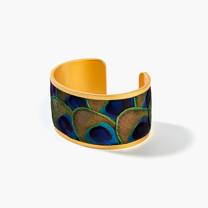 Brackish - Mary Ann Wide Cuff Bracelet - Peacock Feathers