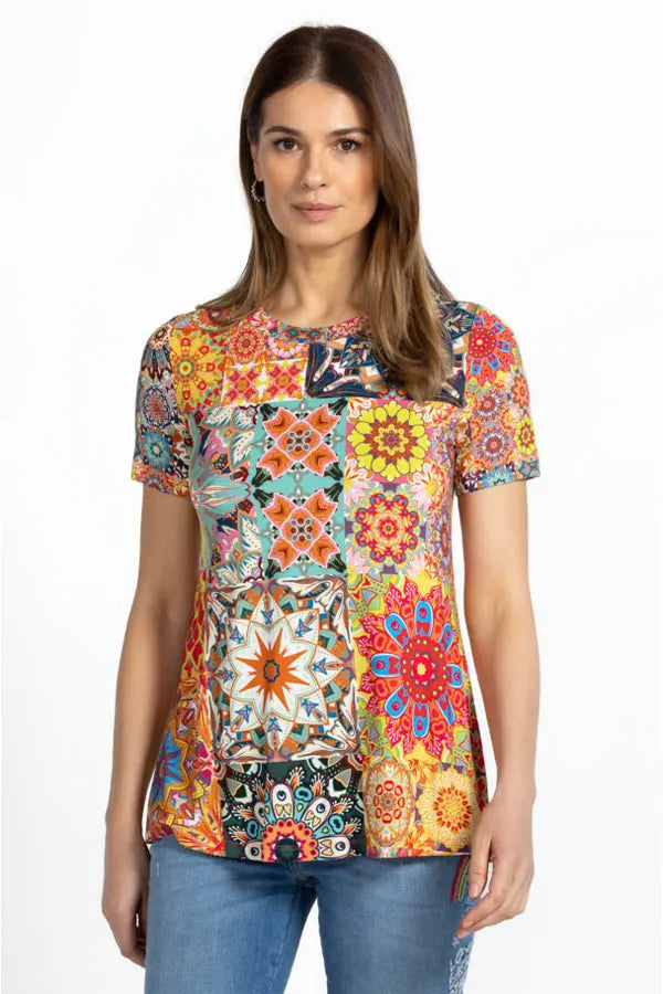 Johnny Was - Kalieda Favorite Short Sleeve Crew Neck Swing Tee - Multicolor
