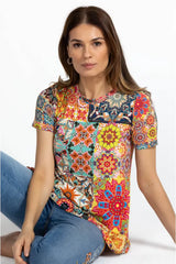 Johnny Was - Kalieda Favorite Short Sleeve Crew Neck Swing Tee - Multicolor